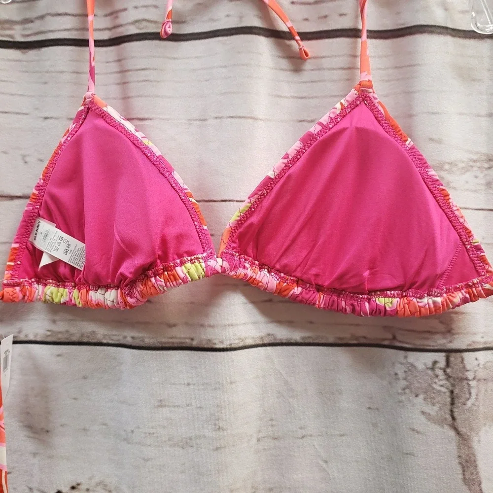 Old Navy Lg Floral Colors Beach Bikini Top swim NWT Halter Tie Closure